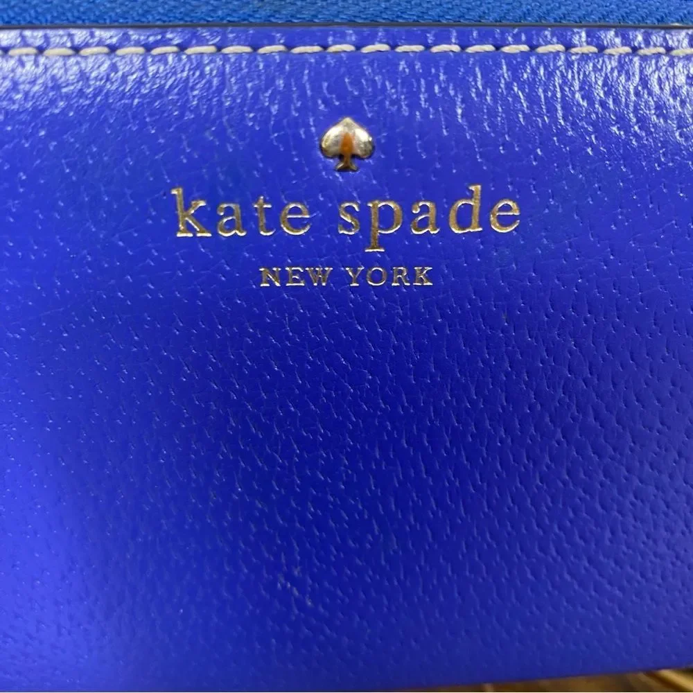 Kate Spade Neda Grand Street pebbled leather zip-around wallet in royal blue